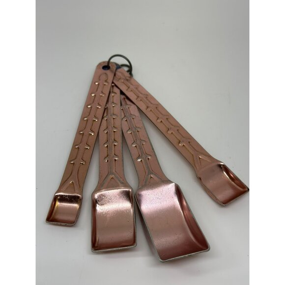 VTG Rectangular Measure Spoons Aluminum Copper Retro 4 Set 1/2 tsp tsp Tbsp - Picture 3 of 7